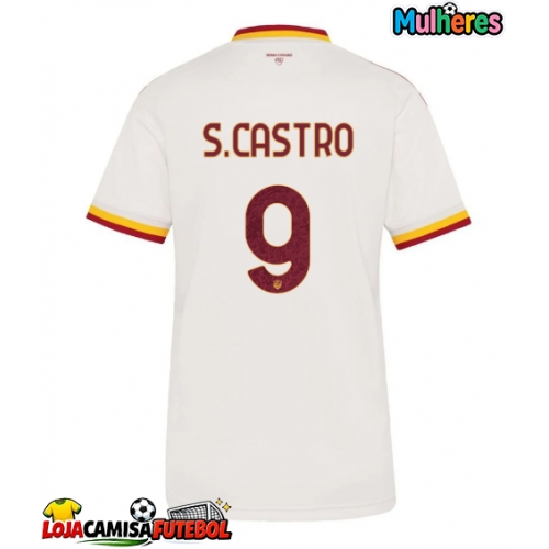Camisa de Futebol AS Roma Santiago Castro #9 Equipamento Secundário Mulheres 2026-27 Manga Curta
